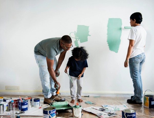 black-family-painting-wall