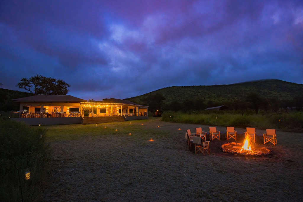 Camp fire in the evening