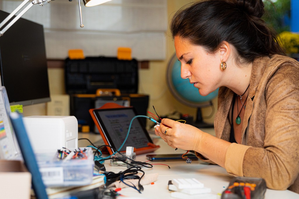 Judit Giró Benet working on The Blue Box